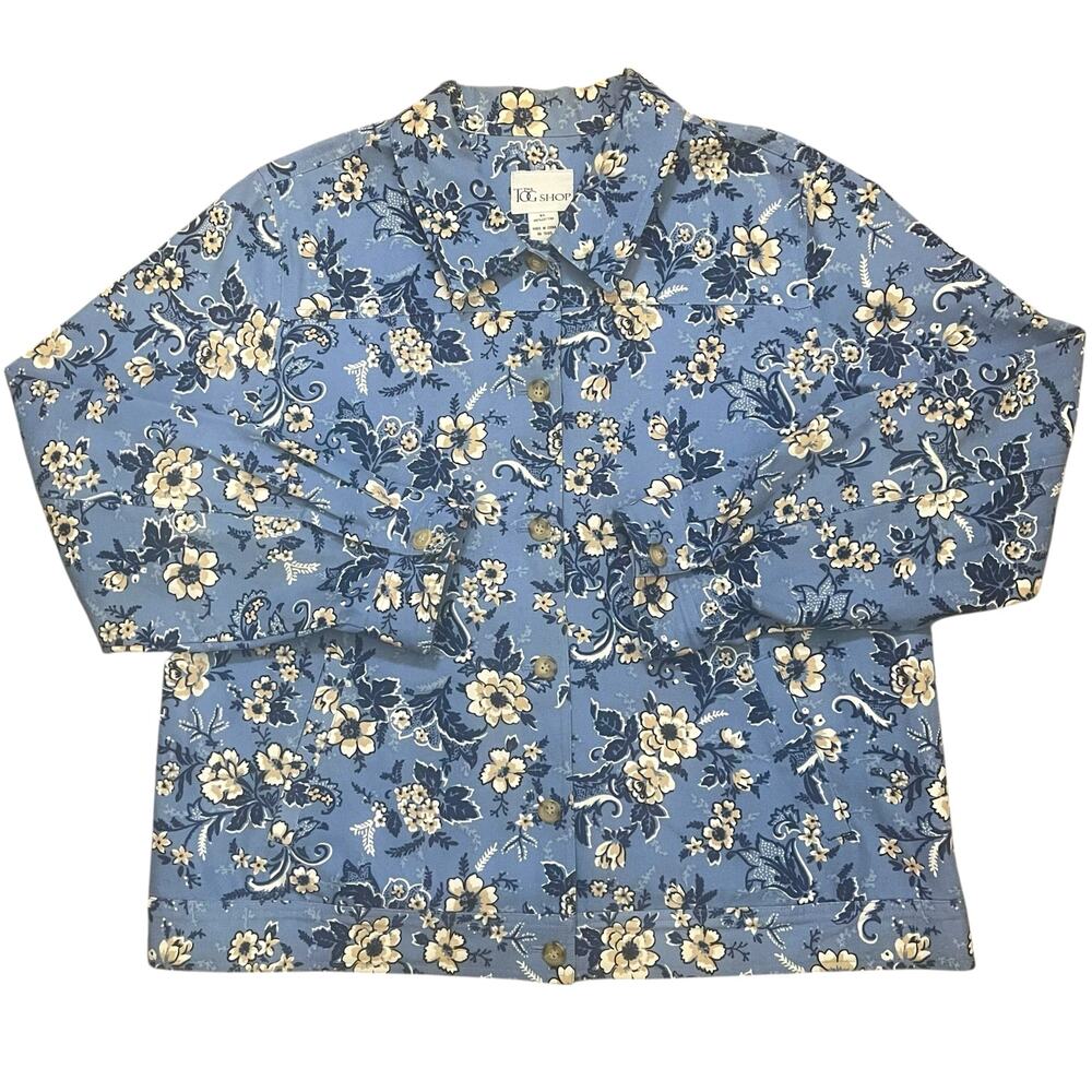 The Tog Shop Woman’s Blue Floral Jacket Size XL Feminine Cottagecore